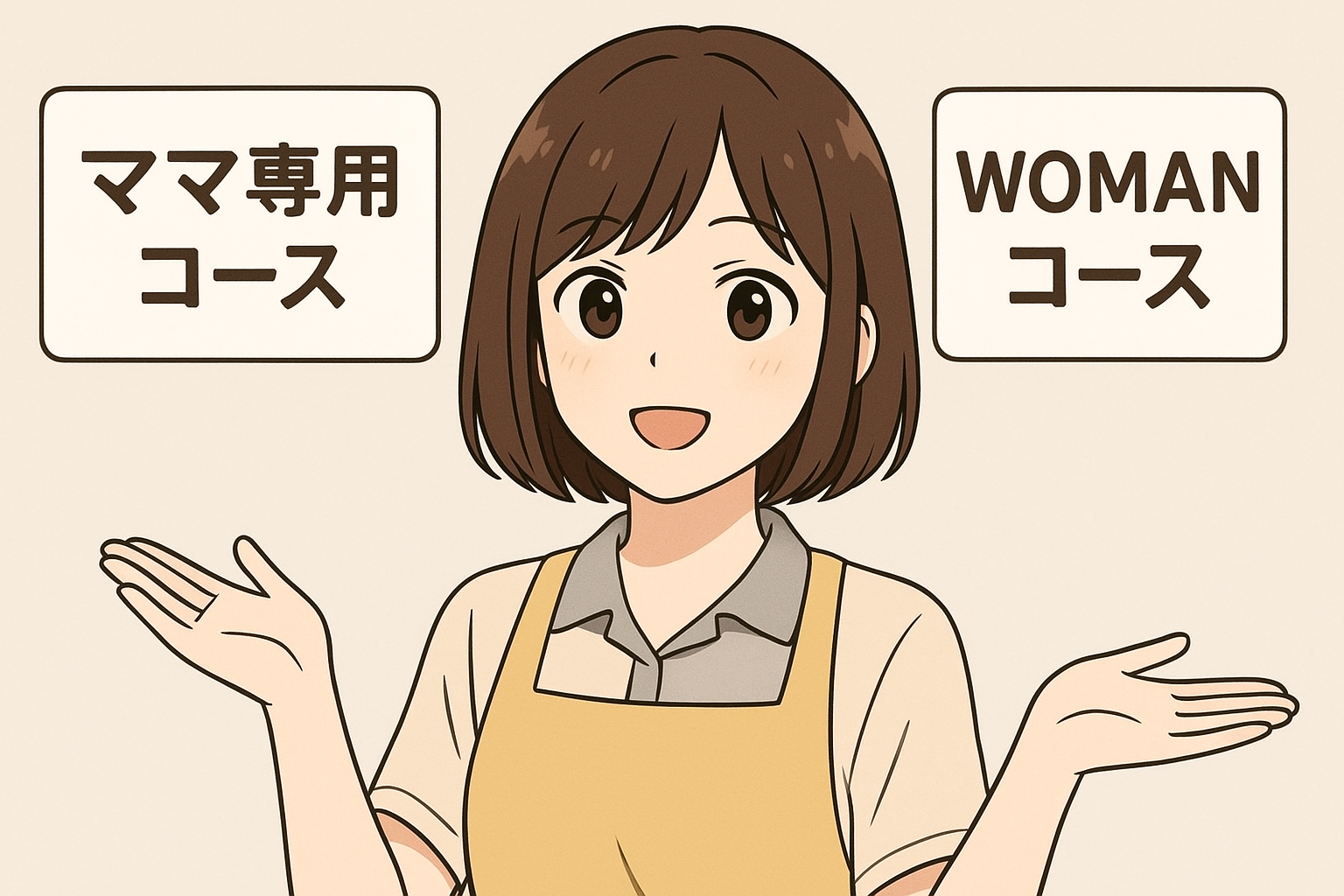 コースの違いについて説明する女性