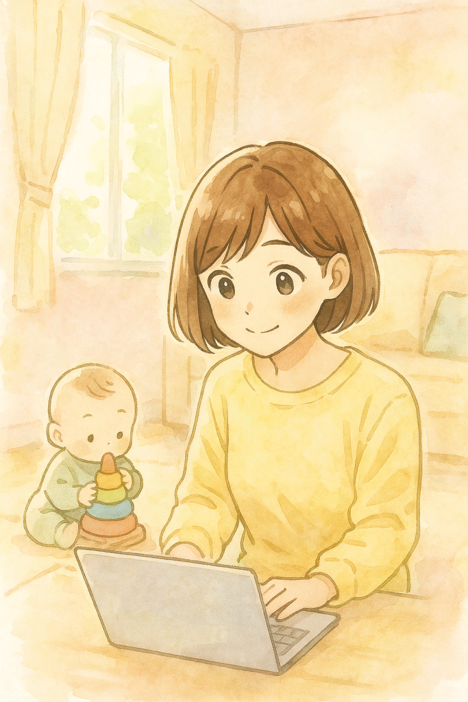 Webデザイナーとして在宅ワークをしている女性の画像